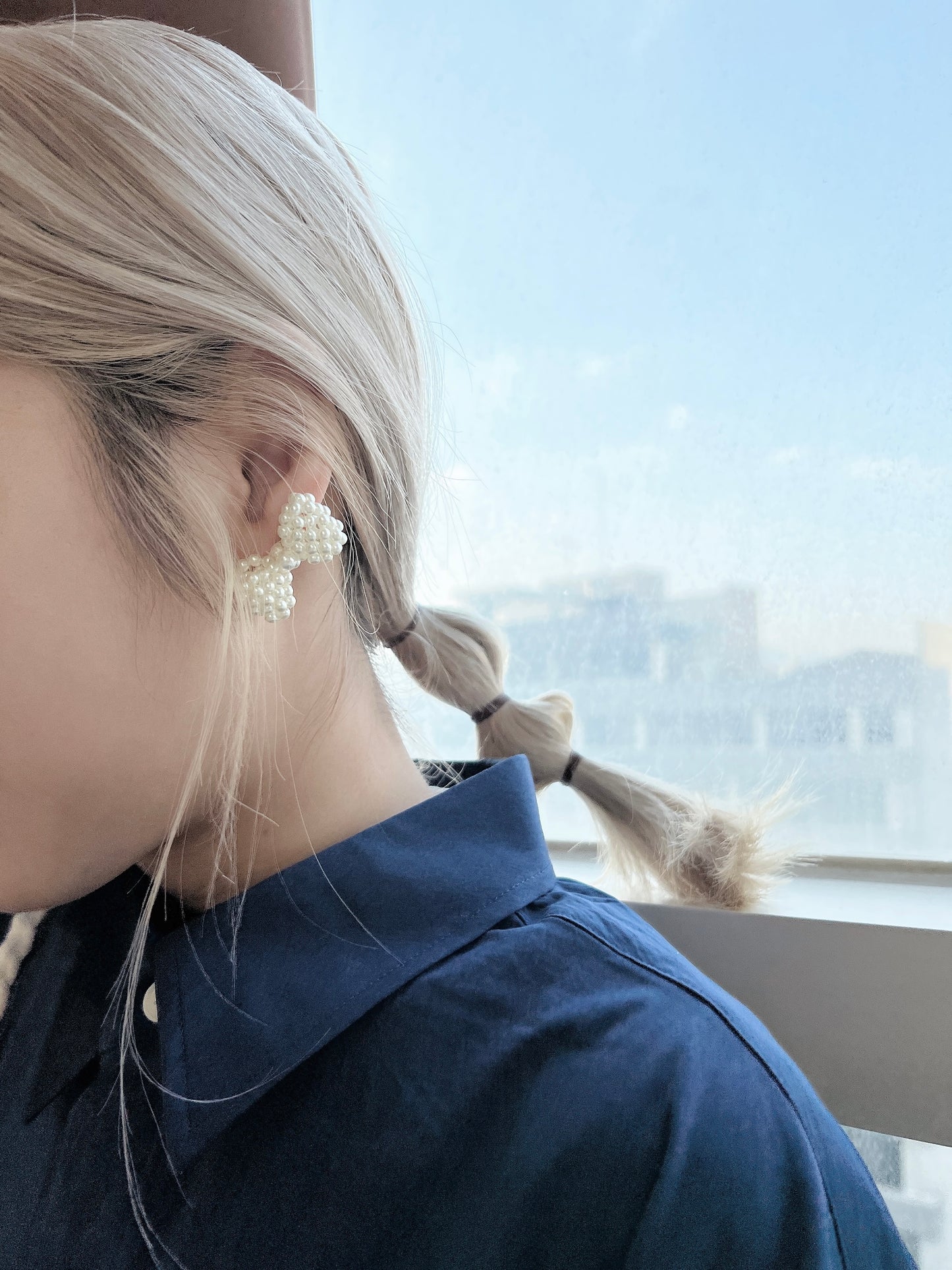 QQ珍珠蝴蝶結耳環