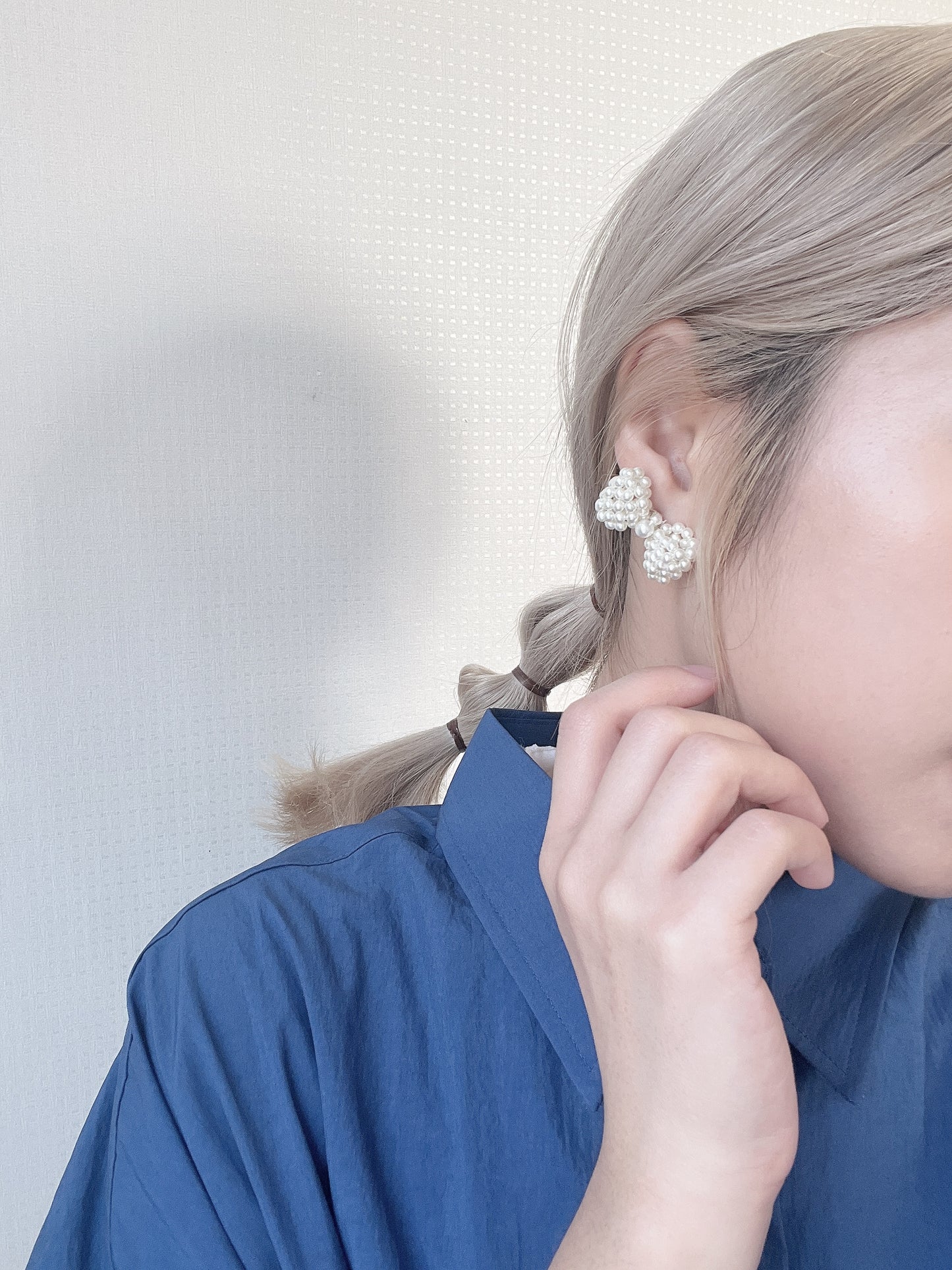 QQ珍珠蝴蝶結耳環